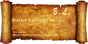 Batka Lóránt névjegykártya